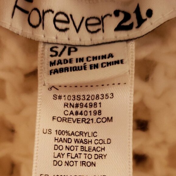 Forever 21 Womens White Open Front Chunky Sweater Vest Small - Picture 5 of 5